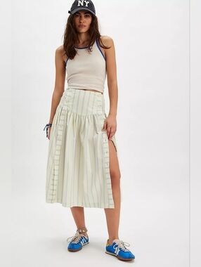 The Tiny Big Sister Striped Buttoned Midi Skirt Size EU 36/ US 4